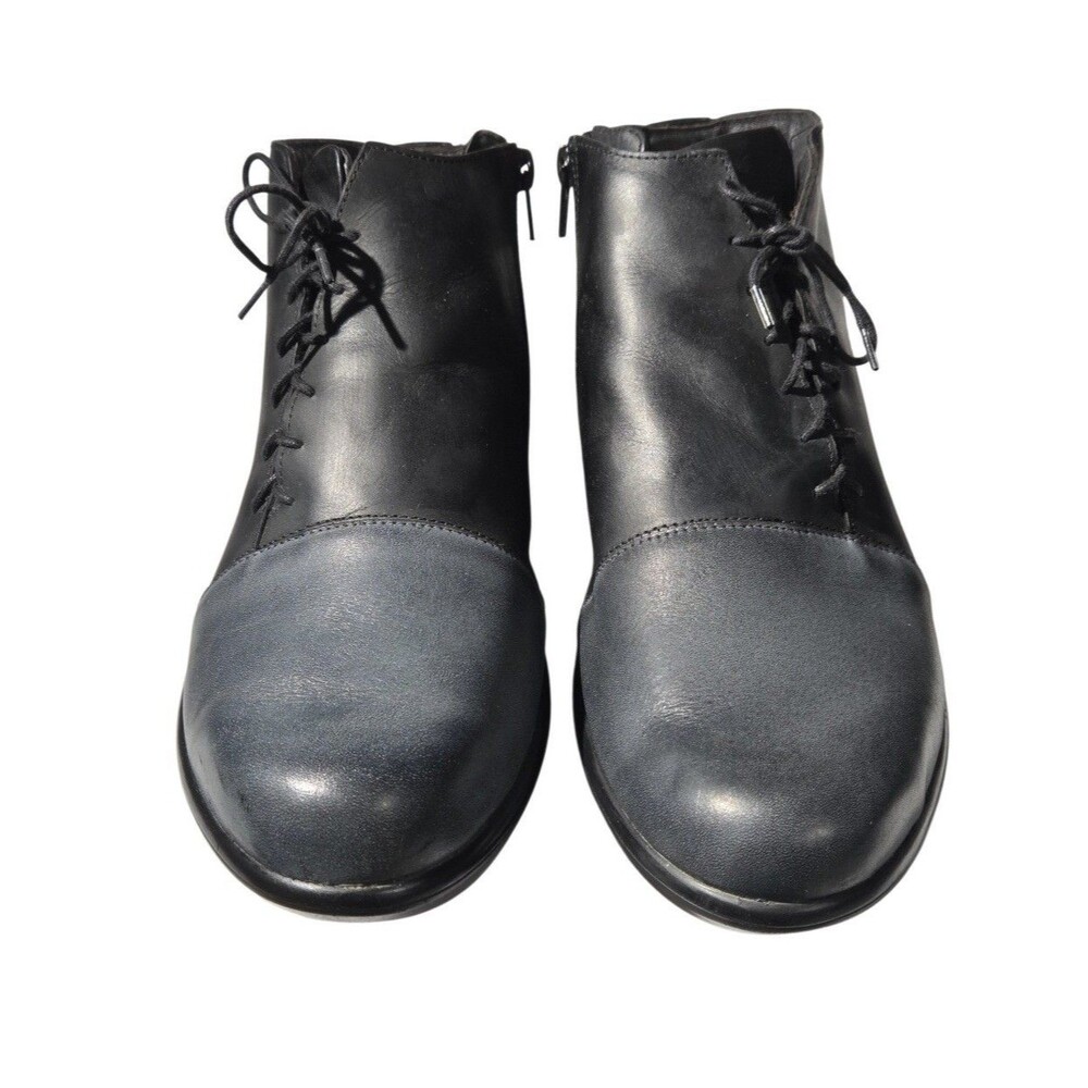 Naot Women's Black Leather Lace-Up  Ankle Boots Round Toe Size 10M EU 42